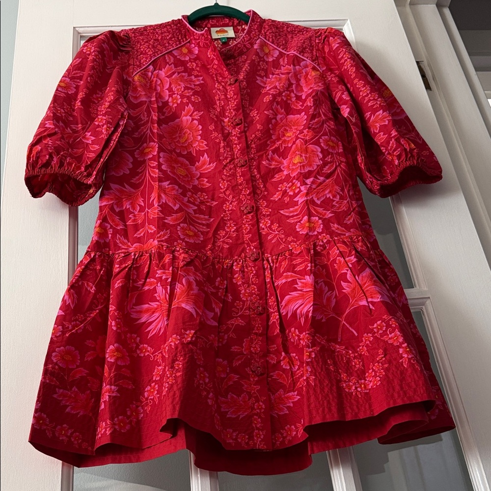FARM Rio Floral Red Puff-Sleeve Dress NWOT - Picture 8 of 15